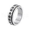 201 Stainless Steel Flower Rotating Ring RJEW-N043-26-1