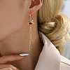 Fashionable Classic Brass Cubic Zirconia Eye Tassel Hoop Earrings MP5699-4