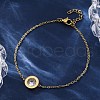 Flat Round 304 Stainless Steel Cubic Zirconia Pendant Necklaces & Bracelets & Stud Earrings Sets for Women SJEW-C004-19G-3