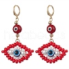 Glass Seed Bead Evil Eye Hoop Earrings EJEW-MZ00272-04-1