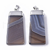 Top Platinum Plated Natural Grey Agate Big Pendants G-S359-026E-2