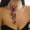 Halloween Acrylic & Plastic Pearl & Glass Gothic Layered Choker Necklaces for Women WGBE0F0-08-1