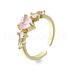 Brass Micro Pave Cubic Zirconia Open Cuff Rings for Women RJEW-F179-03G-2