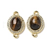 Brass Micro Pave Clear Cubic Zirconia Connector Charms KK-R210-23G-1