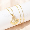 Brass with Cubic Zirconia and Plastic Beads Pendant Necklaces NJEW-Q041-03G-5