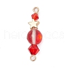 6Pcs 6 Colors Glass Round Bicone & Brass Star Beaded Connector Charms PALLOY-JF03458-01-3