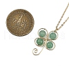 Clover Copper Wire Wrapped Natural Green Aventurine Clover Pendant Necklaces NJEW-JN05089-3
