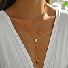 Stainless Steel & Plastic Rosary Bead Necklaces UE6084-2-1