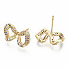 Brass Micro Pave Clear Cubic Zirconia Stud Earring Findings KK-S360-008-NF-2