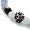 Lion Head Natural & Synthetic Mixed Gemstone Beaded Bracelets with 201 Stainless Steel Lobster Claw Clasps BJEW-Q334-11-3