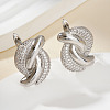 Elegant Brass Clear Cubic Zirconia Twist Stud Earrings NN5880-2-2