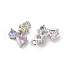 Brass Micro Pave Cubic Zirconia Charms KK-F872-21P-2