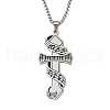 201 Stainless Steel Enamel Electronic Piano Cross Pendant Box Chain Necklaces NJEW-M076-01P-02-1
