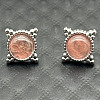Alloy Natural Tiger Eye Flower Stud Earrings OL8231-16-1