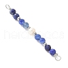 Faceted Round Natural Lapis Lazuli & Kyanite & Potato Natural Cultured Freshwater Pearl Beaded Connector Charms PALLOY-JF03532-02-2