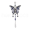 Alloy Butterfly Turkish Blue Evil Eye Pendant Decoration HJEW-M002-11AS-1