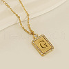 304 Stainless Steel Micro Pave Clear Cubic Zirconia Rectangle with Hollow Letter Pendant Necklaces FS-WGAE794-10-1