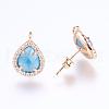Brass Micro Pave Cubic Zirconia Stud Earring Findings ZIRC-G116-28-A01-2