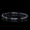 Natural Blue Spot Jasper Cylinder Beads Stretch  Bracelets for Men UU8549-2