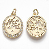 Brass Micro Pave Clear Cubic Zirconia Pendants KK-S356-024G-NF-2