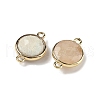 Brass Pave Natural Moonstone Faceted Flat Round Connector Charms G-U028-04G-13-2