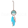 Iron & Synthetic Turquoise Woven Web/Net with Feather Pendant Decorations PW-WG44935-05-1