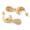 Rack Plating Brass Micro Pave Clear Cubic Zirconia Stud Dangle Earrings for Women EJEW-G394-15G-2
