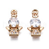Brass Micro Pave Clear Cubic Zirconia Charms KK-S359-100-RS-1