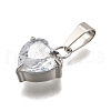 304 Stainless Steel Micro Pave Cubic Zirconia Pendants STAS-B086-13P-04-2