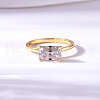Rectangle Elegant S925 Sterling Silver Pave Clear Cubic Zirconia Ring for Women RW4917-4-3