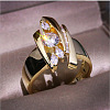 Horse Eye & Flat Round & Triangle Alloy with Crystal Rhinestone Finger Rings FS-WG6BE3E-02-2