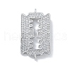 Rack Plating Brass Micro Pave Clear Cubic Zirconia Blade Shaped Connector Charms KK-A234-070P-1