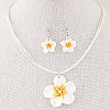 Flower Polymer Clay with Wax Cord Pendant Necklaces & Dangle Earrings Sets FS-WG2CAA9-04-1