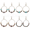 ANATTASOUL 3 Pairs 3 Style Bohemia Glass & Acrylic Beaded Circle Ring Dangle Earrings EJEW-AN0002-95-1
