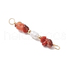 Natural Carnelian Chip & Natural Cultured Freshwater Pearl Rice Beaded Connector Charms PALLOY-JF03707-01-3