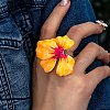 Flower Alloy Enamel Adjustable Open Cuff Rings for Women FS-WG454BA-03-2