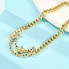 Brass Micro Pave Clear Cubic Zirconia Link Bracelets BJEW-M050-03G-01-2