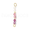Faceted Round Natural Quartz Crystal & Ruby & Pink Tourmaline Beaded Connector Charms PALLOY-JF03530-09-1