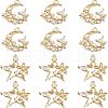  12Pcs 2 Styles Brass Micro Pave Cubic Zirconia Pendants ZIRC-NB0001-52G-1