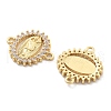 Rack Plating Brass Micro Pave Clear Cubic Zirconia Religion Virgin Mary Connector Charms KK-H449-61G-05-NR-2