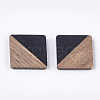 Resin & Walnut Wood Cabochons X-RESI-S358-A-90D-2