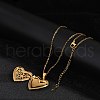 304 Stainless Steel Heart Locket Pendant Cable Chain Necklaces for Women NJEW-M050-04B-G-2