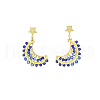 Moon Handmade Glass Seed Beads Dangle Stud Earrings EJEW-MZ00360-01-2