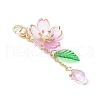 Acrylic Flower & Glass Teardrop Pendant Decoration HJEW-TA00340-4