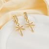 Elegant Brass Clear Cubic Zirconia Dragonfly Hoop Earrings FN5869-1-2