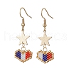 Handmade Glass Seed Beaded Heart Pendants Dangle Earrings EJEW-MZ00414-2