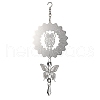 Butterfly 201 Stainless Steel 3D Wind Spinner with Glass Pendant HJEW-E011-01P-03-1