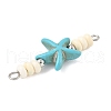 10Pcs 2 Colors Dyed Synthetic Turquoise Starfish Rondelle Beaded Connector Charms PALLOY-JF04014-6