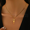 Stainless Steel Personalized Letter Circle Key Pendant Necklaces for Women NP3399-3