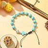Synthetic Turquoise Round & Cross Braided Bead Bracelets BJEW-TA00321-02-4